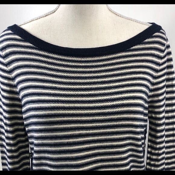 Rosne Netra Navy Ivory Stripped Sweater Size S - Picture 4 of 7